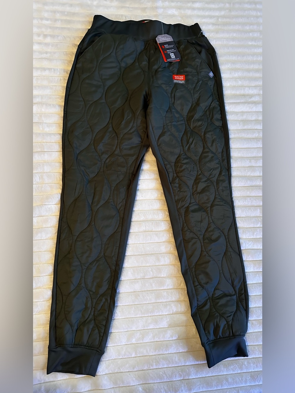 Quilted Black Track Joggers with Elastic Waist by Champion